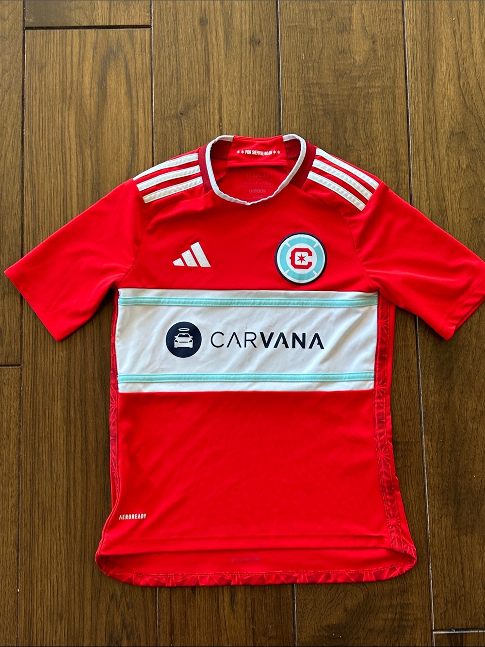 Adidas Kids' Red Chicago Fire Soccer Jersey with Carvana Sponsor